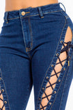 Load image into Gallery viewer, American Bazi High Rise Lace Up Jeans