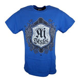 Load image into Gallery viewer, AJ Styles Crest WWE Mens Blue T-shirt